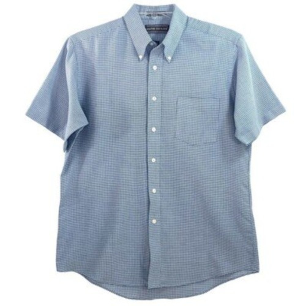 David Taylor Collection Mens XL Plaid Button Up SS Shirt Polyester Blend